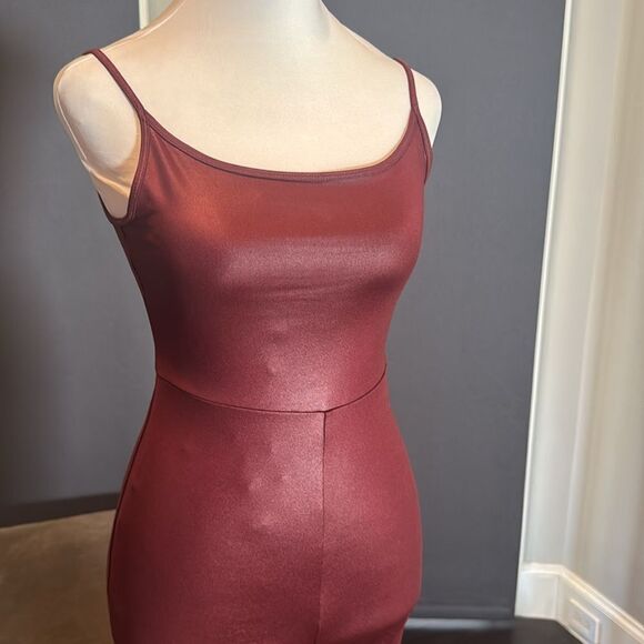 Women’s BodyCon Wild Fable Burgundy Liquid Bodysuit Ankle Length Size S NWT - Picture 2 of 13